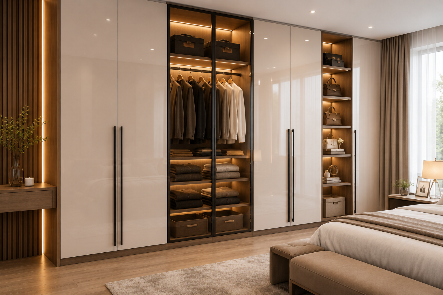 Wardrobe panels with matching edge bands
